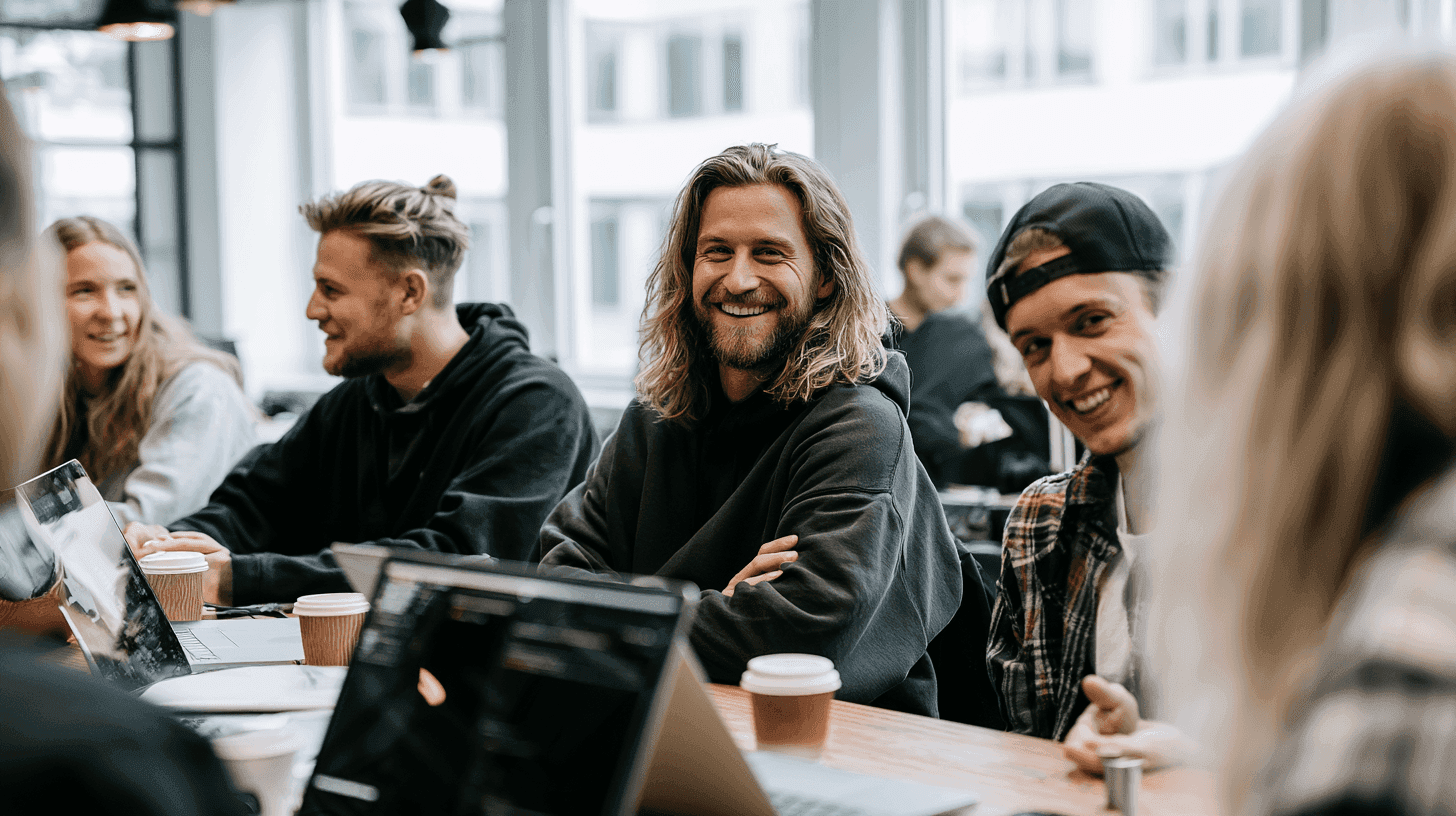 A small team working together around a table